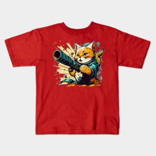 Cat with bazooka Kids T-Shirt